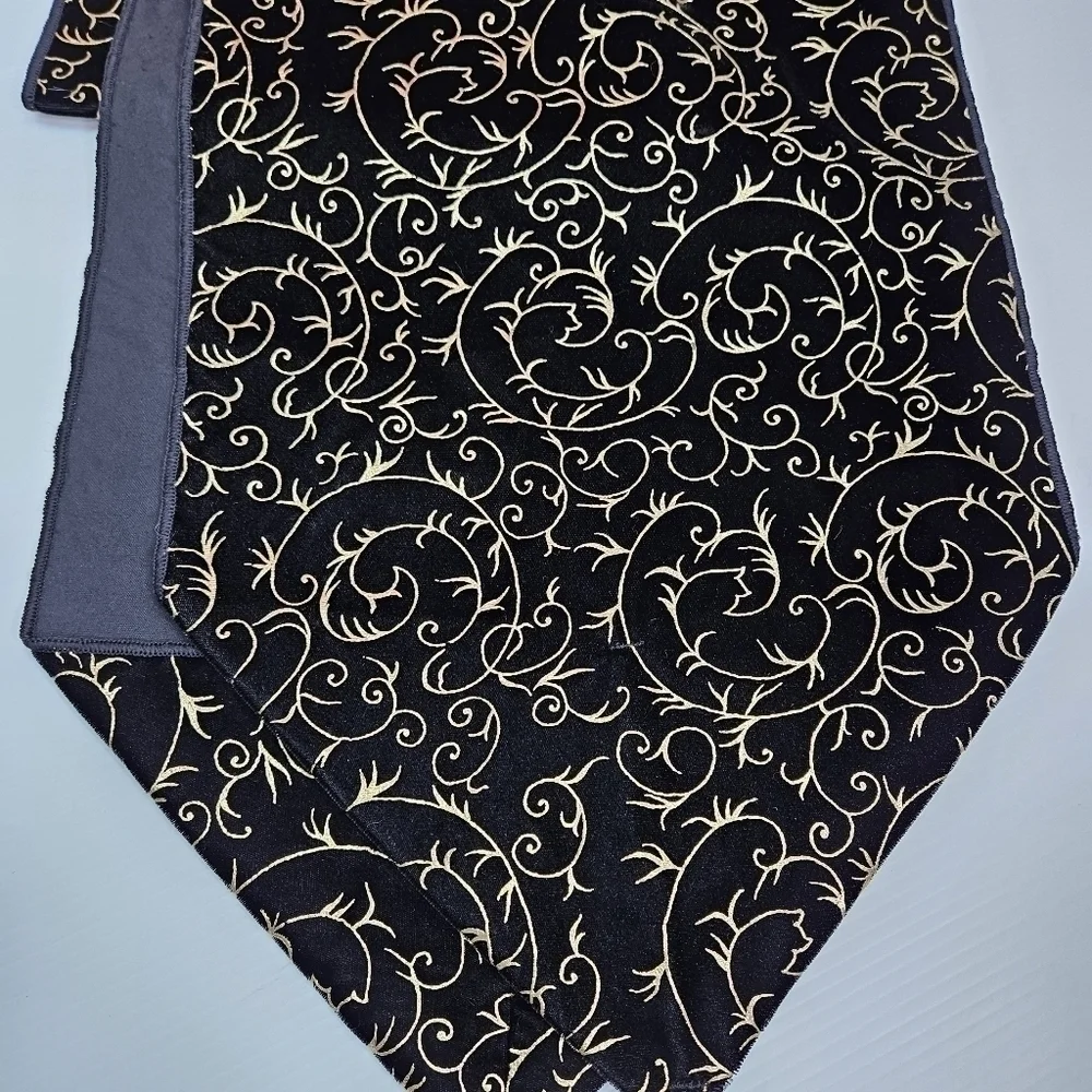 Table Runner Black & Gold Swirl Elegant Home Holiday Christmas Decor 13 x 71
